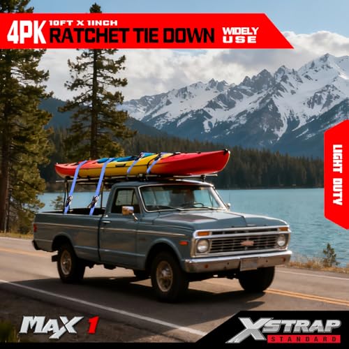 4 Pack Ratchet Tie Down Straps (4 Count)