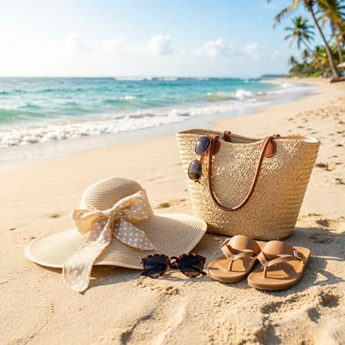 Wide Brim Sun Hat for Women Floppy Straw Hat Summer Beach Hats Fashionable Trendy Hats Sun Protection UPF 50+