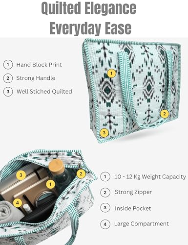 100% Cotton Quilted Tote Bag For Women