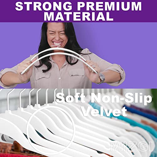 White Velvet Hangers 50 Pack Non Slip Heavy Duty White Hooks (50 Count)