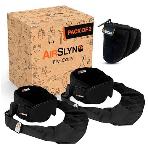 2 Pack 3-in-1 Airplane Sleep Support System - Plane Sleeping Accessories with Memory Foam Long Haul Flight Pillow, Adjustable Travel Eye Mask, and Blanket-Like Body Sling - Fits in Carry On (2 Count)