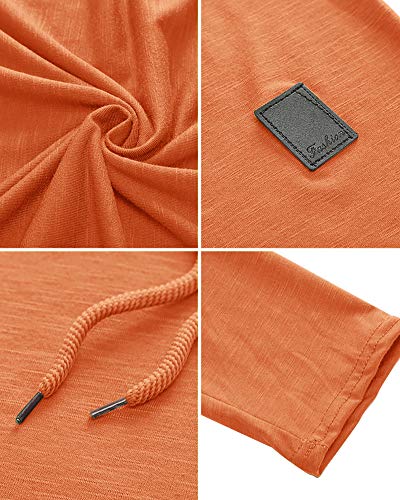 Mens Fashion Hoodies Sport Pullover Solid Color Shirt Workout Lightweight Tops Orange