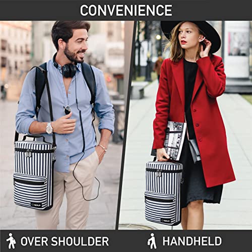 Insulated 2 Bottle Wine Bag Tote Leakproof Carrier Cooler Gift Stripes