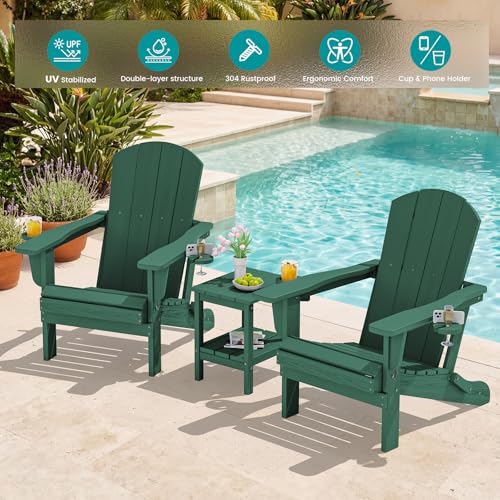 Outdoor Adirondack Chairs with 2 Cup Holders