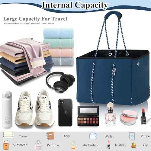 Neoprene Multipurpose Beach Bag Tote with Inner Zipper Pocket