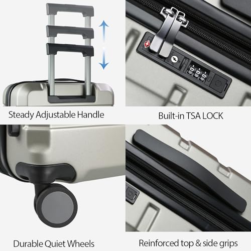 Hardside Expandable Carry On Luggage with Spinner Wheels & Built