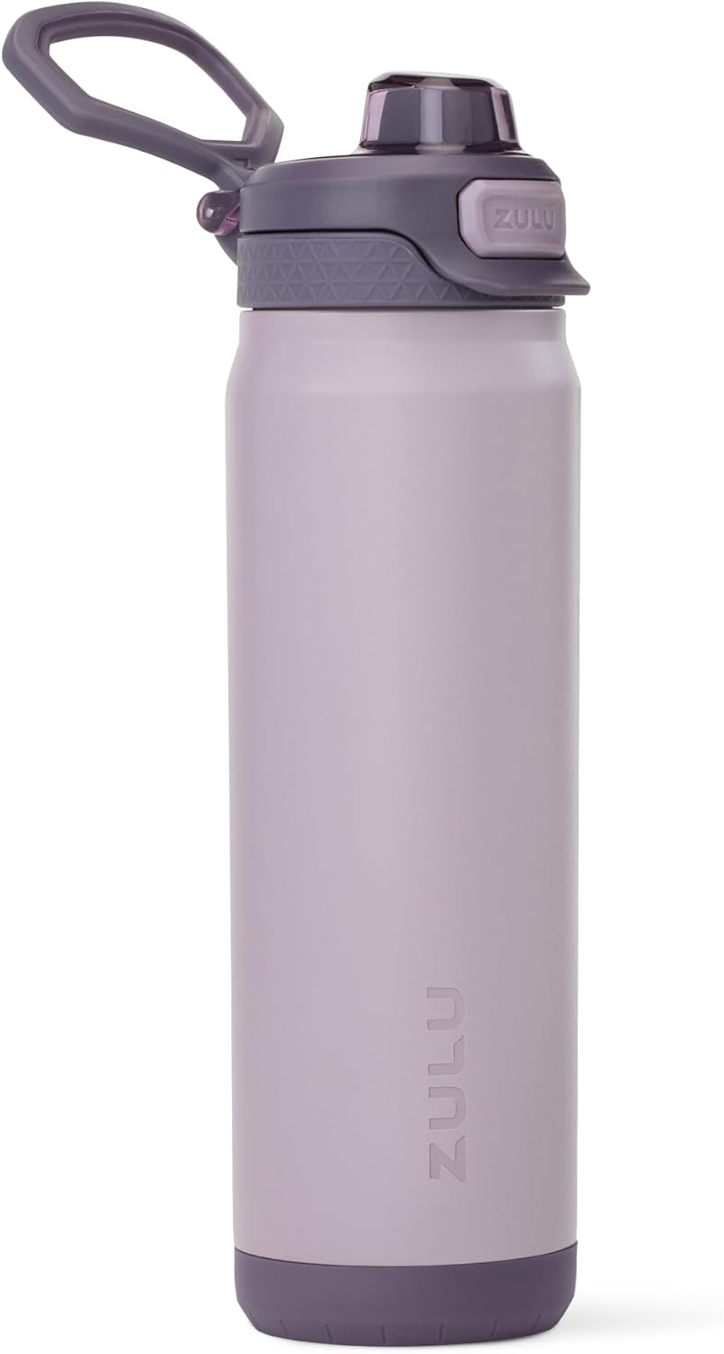 ZULU Powerfill Pro 24oz Stainless Steel Water Bottle with Quick Fill Lid, Triple Walled Vacuum Insulated Metal, Leak Proof Locking Lid, Sip and Chug, Reusable BPA Free, Amethyst - Roamly