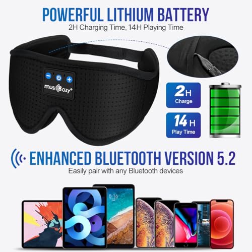 3D Sleep Headphones Bluetooth 5.4 Breathable Sleep Eye Mask