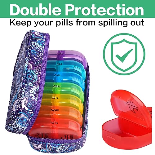 Weekly Travel Pill Organizer 2 Times a Day AM PM Rainbow Pill Box