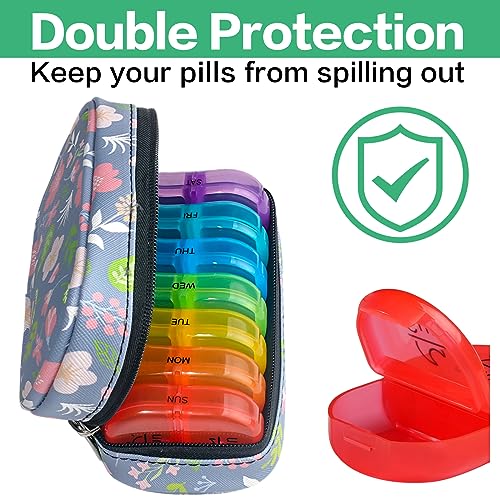 Weekly Travel Pill Organizer 2 Times a Day AM PM Rainbow Pill Box