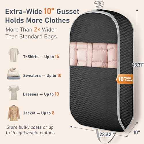 Garment Bags for Hanging Clothes 10" Gusseted (2 Count)