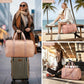 3PCS Faux Leather Weekender Bag for Women Men Travel Bag Overnight Bags (3 Count)