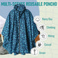 Adult Rain Poncho Waterproof Hooded Zipper Raincoat with Pockets
