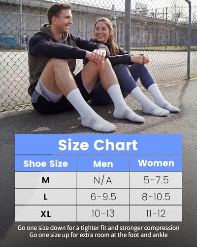 3 Pairs Running Compression Socks for Men & Women Crew Socks with Cushion (3 Count)