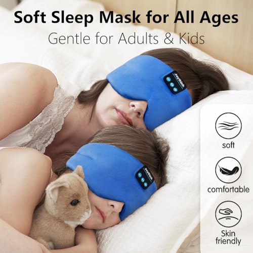 Sleep Headphones Bluetooth Headband Sleeping Eye Mask Kids Children Soft Wireless Sleep Headphones for Women Men Silk Speaker Bluetooth Earbuds for Side Sleeper Music Mask Cool