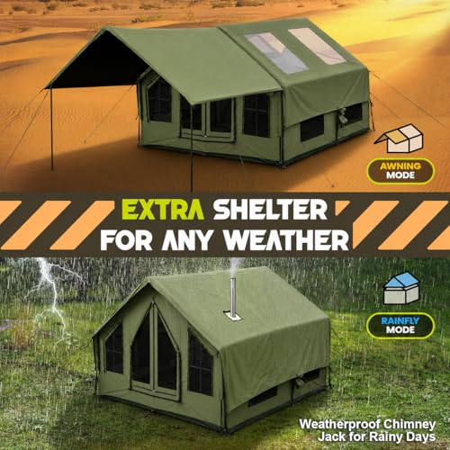 129 ft²+129 ft² Large Inflatable Camping Tent with Extension Canopy