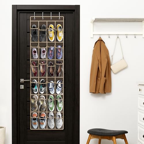 24 Pockets Clear Over the Door Shoe Organizer