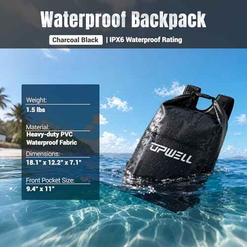 20L Waterproof Dry Bag Boating Backpack for Travel Hiking Camping Kayaking Hiking Swimming Floating Submersible Dry Bag charcoal black