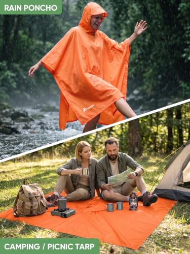 Hooded Rain Poncho for Adults