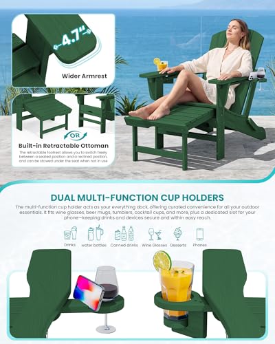 HDPE Folding Adjustable Adirondack Chair with Footrest