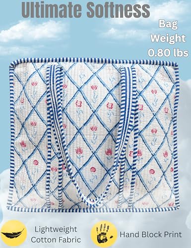 100% Cotton Quilted Tote Bag For Women