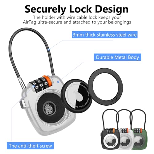 Compatible with Apple AirTag Secure Lock with Wire Cable