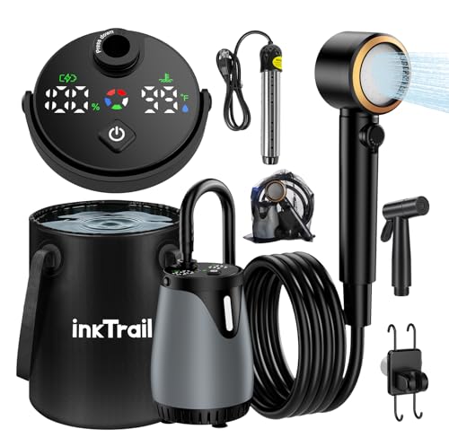 New Gen Portable Camping Shower with Heater & Foldable Bucket