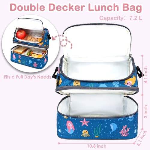 Double Decker Cooler Insulated Lunch Bag Large Tote for Boys