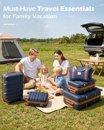 Luggage Set 6 Piece Luggage ABS hardshell TSA Lock Spinner Wheels Luggage Carry on Suitcase (6 Count)