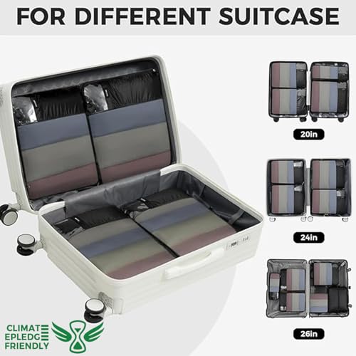 6 Set Ultralight Compression Packing Cubes Packing Organizer for Travel Accessories Luggage Suitcase Backpack (6 Count)
