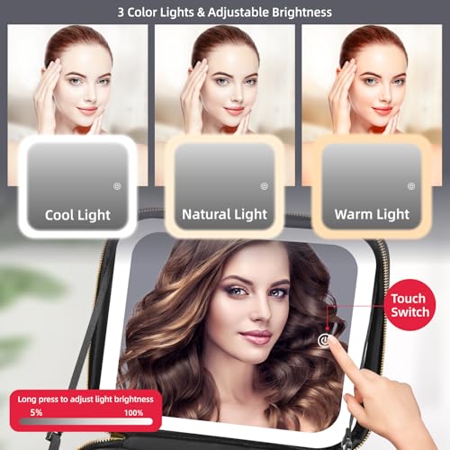 Makeup Bag with Mirror and Light