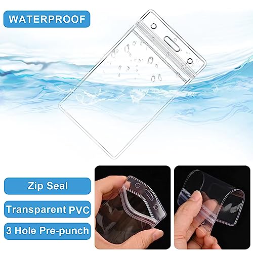 50 Pcs Clear Luggage Tags Bag Tags Holder Identification ID Card Badge Holder with 50 Pcs Clear Luggage Tag Loop Straps for Business Travel and Office Supplies (50 Count)