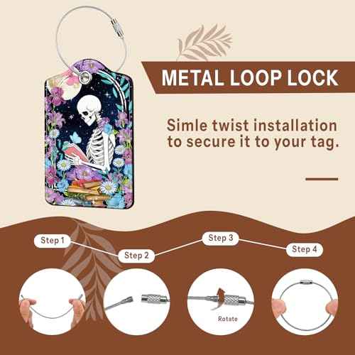 2 Pcs Book Skull Luggage Tags for Suitcase (2 Count)