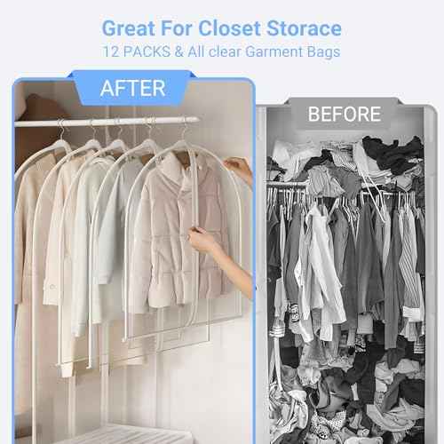 All Clear Garment Bags for Hanging Clothes (6 Count)