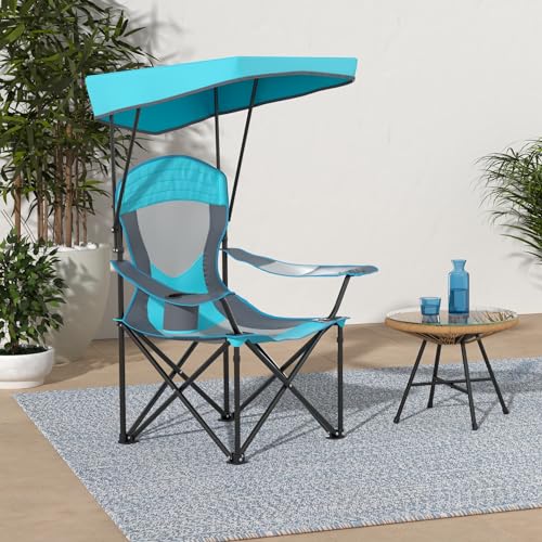 Heavy Duty Canopy Camping Chairs with Adjustable Sunshade