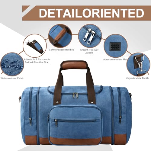50L Canvas Duffle Bag for Travel Weekender Gym Overnight Carry