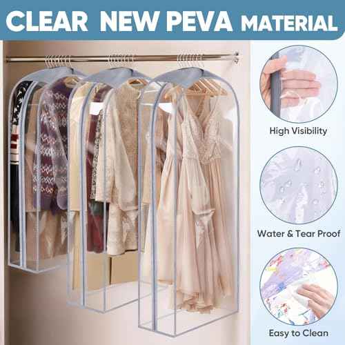 9PK Clear Garment Bags for Hanging Clothes (9 Count)