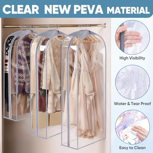 6PK Clear Garment Bags for Hanging Clothes (6 Count)