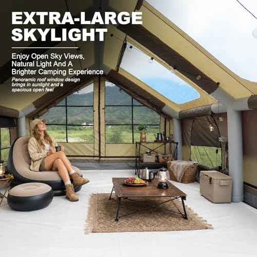 129 ft²+129 ft² Large Inflatable Camping Tent with Extension Canopy