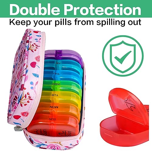 Weekly Travel Pill Organizer 2 Times a Day AM PM Rainbow Pill Box