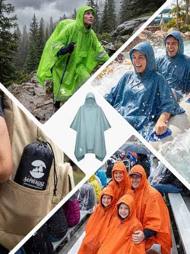 Hooded Rain Poncho Waterproof Raincoat Jacket for Men Women Adults