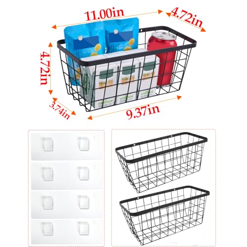 2 Pack Hanging Wall Basket Organizer Over the Cabinet Door Wire Baskets for Organizing (2 Count)