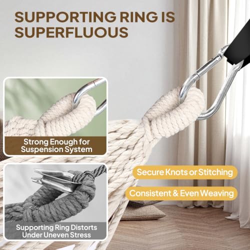 Cotton Camping Hammock Portable with Tree Straps Holds 660lbs