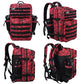 Military Tactical Backpack for Men and Women 45L Army 3 Days Assault Pack Bag Large Rucksack with Molle System Red Black