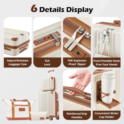 Luggage Set 4 Piece 20inch Carry on Hardshell Suitcase (4 Count)