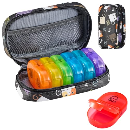 Weekly Travel Pill Organizer 2 Times a Day AM PM Rainbow Pill Box