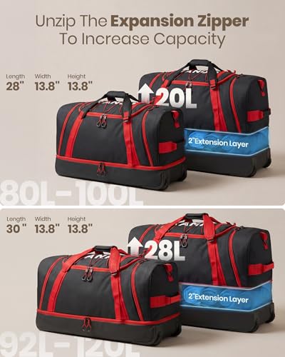 100L Rolling Duffle Bag with Wheels