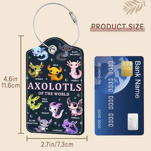 2 Pcs Axolotl Luggage Tags for Suitcase (2 Count)