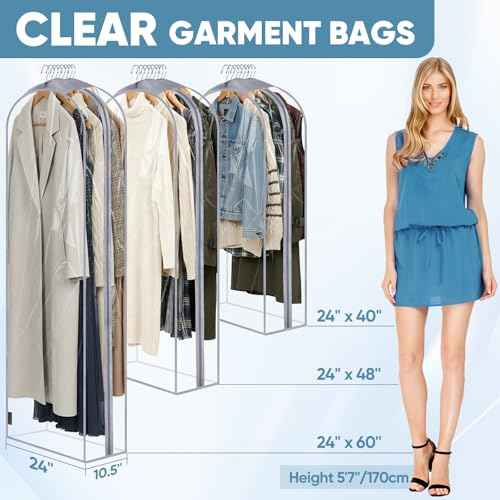 9PK Clear Garment Bags for Hanging Clothes (9 Count)