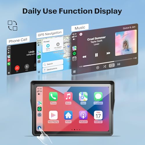 5 Inch Motorcycle Carplay GPS Navigation System with Apple Carplay and Android Auto Portable Screen with Dual Bluetooth